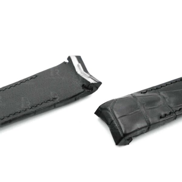 In Stock - 22mm Black Alligator leather watch band replacement for Corum Admirals Cup