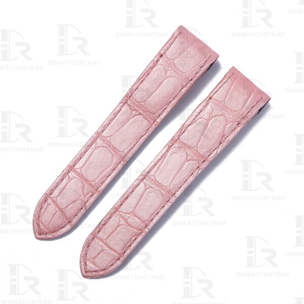 Buy Custom Cartier Santos 100 Pink alligator leather watch strap replacement watch bands