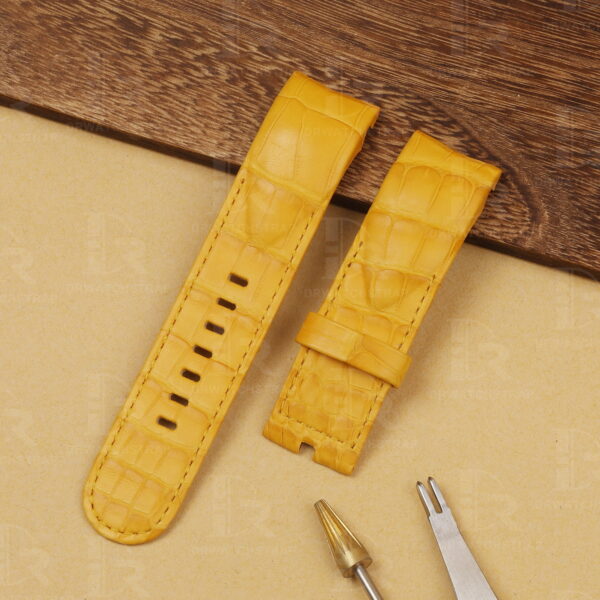 Buy custom Corum Admirals Cup yellow leather watchbands 20mm 22mm 24mm straps Buy custom Corum Admirals Cup yellow leather watchbands 20mm 22mm 24mm straps