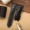 Handmade crocodile Black leather watch strap for Panerai Luminor watchband (2)