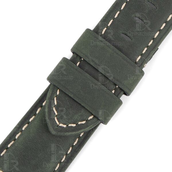 Custom aftermarket OEM best calfskin Oliver green Panerai leather watch straps & watch bands 22mm 24mm 26mm replacement for Panerai Luminor Marina, Radiomir, Submersible luxury watches - Shop the premium best calfskin material leather strap and watchband from Dr watchstrap at a low price