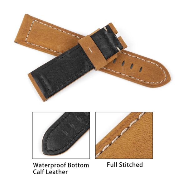 Premium custom best aftermarket calfskin material brown Panerai 22mm leather strap & watch band replacement OEM handmade for Panerai Luminor Radiomir luxury watches from DR Watchstrap online - Shop the wholesale and retail genuine calf leather watch straps and watchbands at a low price