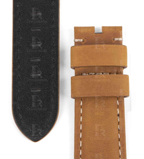 Premium custom best aftermarket calfskin material brown Panerai 22mm leather strap & watch band replacement OEM handmade for Panerai Luminor Radiomir luxury watches from DR Watchstrap online - Shop the wholesale and retail genuine calf leather watch straps and watch bands at a low price