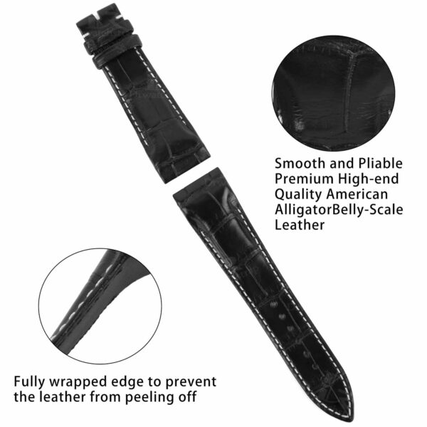 Custom handmade Grade A alligator black leather Franck Muller Conquistador strap and watch band replacement for Franck Muller Conquistador Grand Prix 8900 9900 SC DT GPG luxury watches - Best quality crocodile watch bands online at a low price