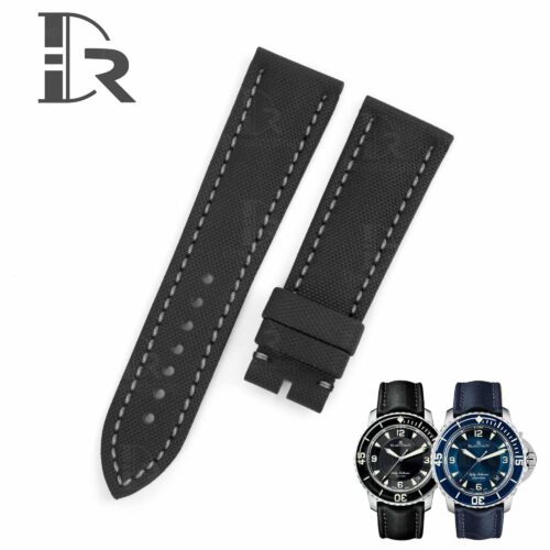 1610953253-Blancpain-fifty-fathoms-fabric-strap-watch-band-Black-Blue-Canvas-Fiber (1) Custom Blancpain Fifty Fathoms canvas replacement sailcloth nylon watch strap 20mm 23mm