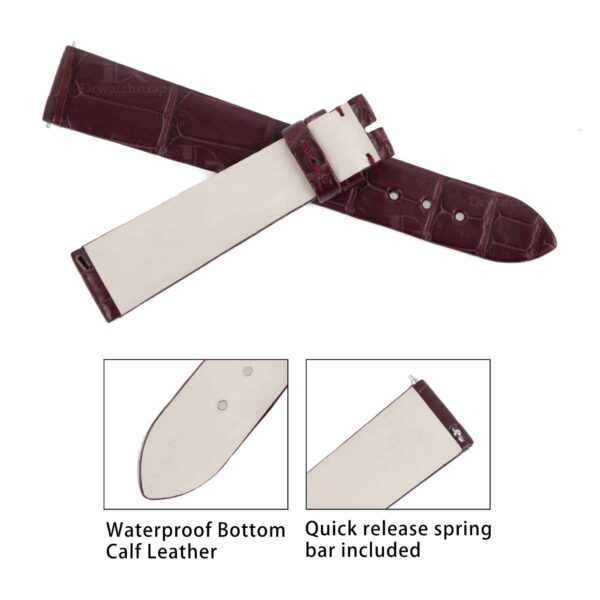 Handmade burgundy leather strap fit for Jaeger-Lecoultre Rendez-Vous Moon Series