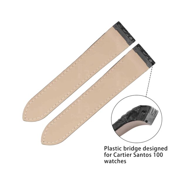 custom made Black leather watch bands for Cartier Santos