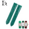 Best genuine Cartier handmade best quality American Alligator green leather strap and watch band replacement with 16mm 18mm 20mm 23mm lug sizes for Cartier Ronde Tank Solo, American tank, France tank, Must, Ronde, Cle de, and more models for sale - Shop the premium OEM custom Cartier straps from dr watchstrap at a low price