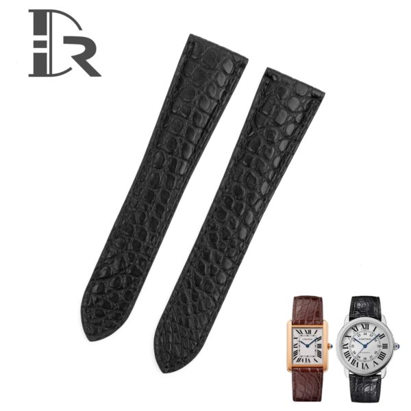 Custom best quality material alligator crocodile Cartier Tank & Ronde solo black brown blue orange green gold watch leather strap and watch band replacement 16mm 18mm 20mm 23mm size compatible with Cartier Tank & Ronde solo small large - Shop the high-end quality straps and watchbands from DR watchstrap