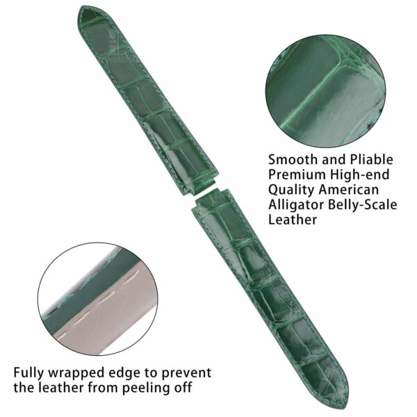 Genuine custom green alligator leaher strap and watch band replacement for Cartier Ballon bleu watches - OEM high-end quality watchbands online at a low price