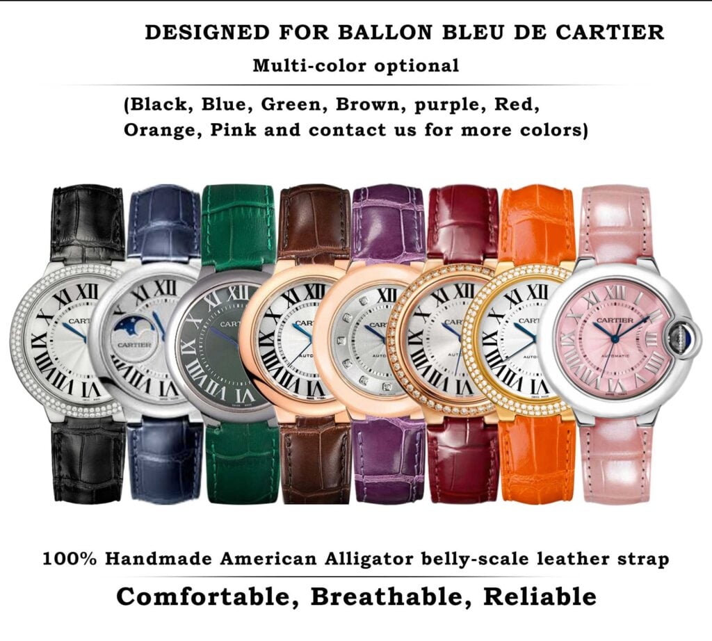 handmade replacement Ballon Bleu de Cartier leather strap green