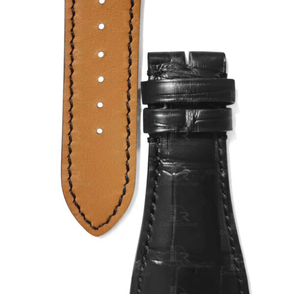 Roger Dubuis watch straps for sale, Replacement Black American Alligator Leather strap for Roger Dubuis Golden Square watch, Handmade OEM lug size 30mm