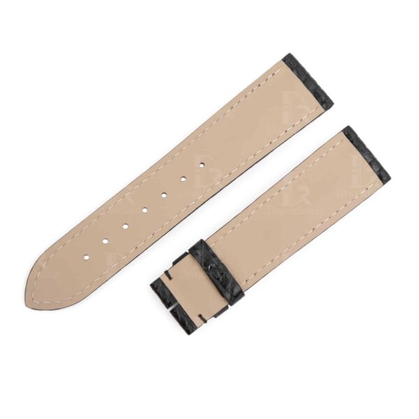 Best quality genuine handmade black alligator round-scale Cartier Tank Ronde Solo leather strap and watch band replacement online for Cartier Ronde & Tank Solo, American tank, France tank, Must, Ronde, Cle de, and more watches - custom aftermarket watchbands OEM