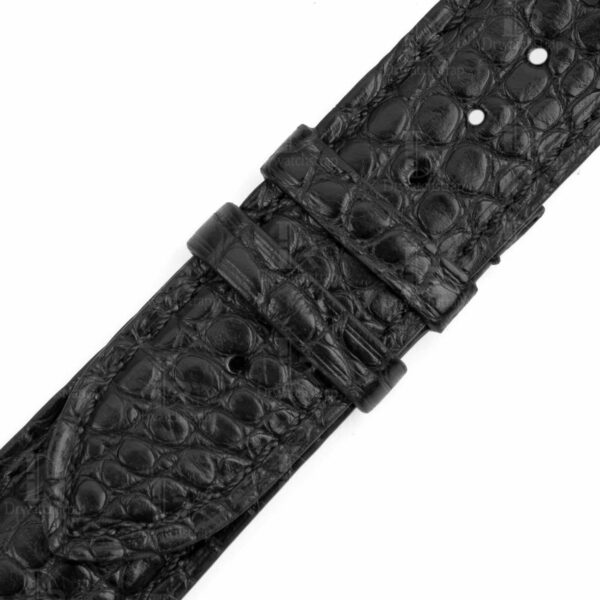 Best quality genuine handmade black alligator round-scale Cartier Tank Ronde Solo leather strap and watch band replacement online for Cartier Ronde & Tank Solo, American tank, France tank, Must, Ronde, Cle de, and more watches - custom aftermarket watchbands OEM