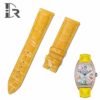 Handmade replacement Yellow Leather watch strap for Franck Muller Crazy Hour diamond watch