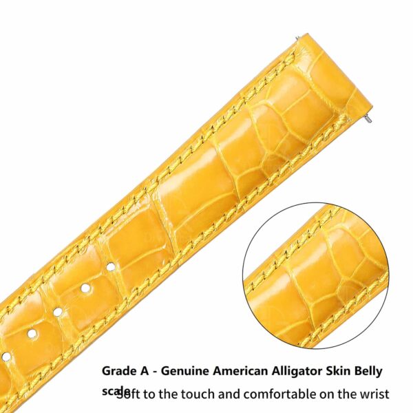 Handmade replacement Yellow Leather watch strap for Franck Muller Crazy Hour diamond watch