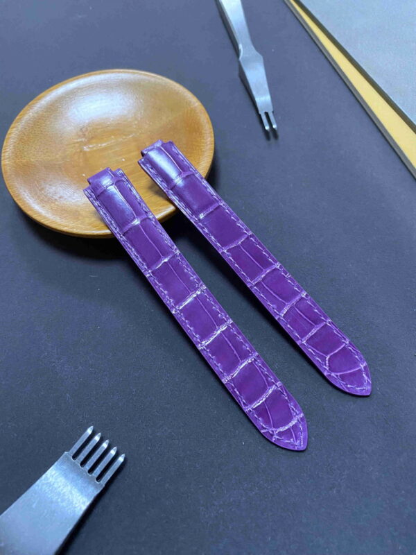 Genuine custom purple alligator leaher strap and watch band replacement for Cartier Ballon bleu watches - OEM high-end quality watchbands online at a low price