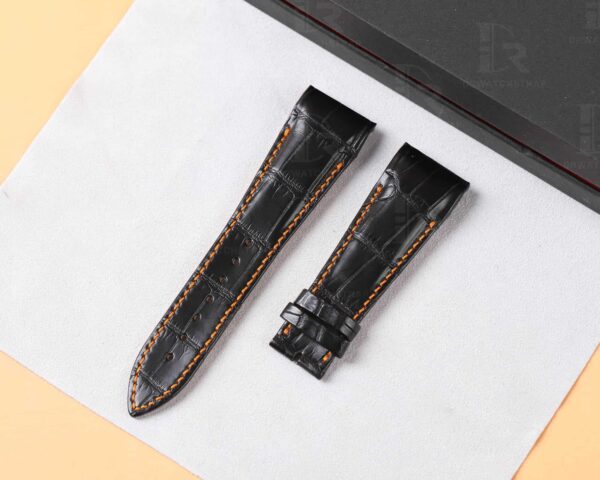 Custom handmade Grade A alligator black leather Franck Muller Conquistador strap and watch band replacement for Franck Muller Conquistador Grand Prix 8900 9900 SC DT GPG luxury watches - Best quality crocodile watch bands online at a low price