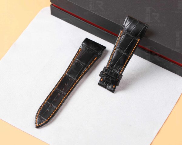 Custom handmade Grade A alligator black leather Franck Muller Conquistador strap and watch band replacement for Franck Muller Conquistador Grand Prix 8900 9900 SC DT GPG luxury watches - Best quality crocodile watch bands online at a low price