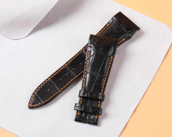 Custom handmade Grade A alligator black leather Franck Muller Conquistador strap and watch band replacement for Franck Muller Conquistador Grand Prix 8900 9900 SC DT GPG luxury watches - Best quality crocodile watch bands online at a low price