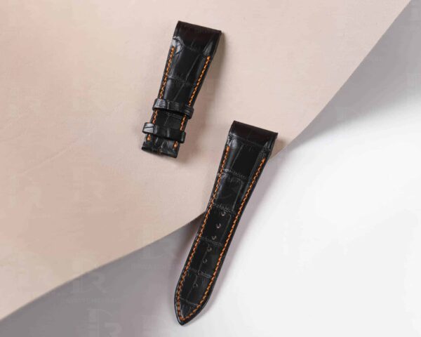 Custom handmade Grade A alligator black leather Franck Muller Conquistador strap and watch band replacement for Franck Muller Conquistador Grand Prix 8900 9900 SC DT GPG luxury watches - Best quality crocodile watch bands online at a low price