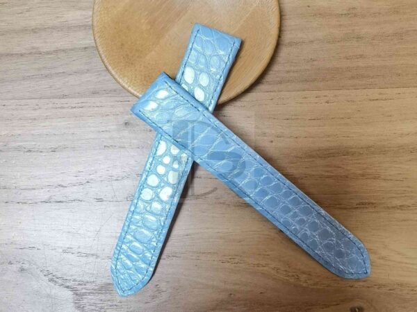Replacement Cartier Santos 100 pearl ice blue alligator leather strap