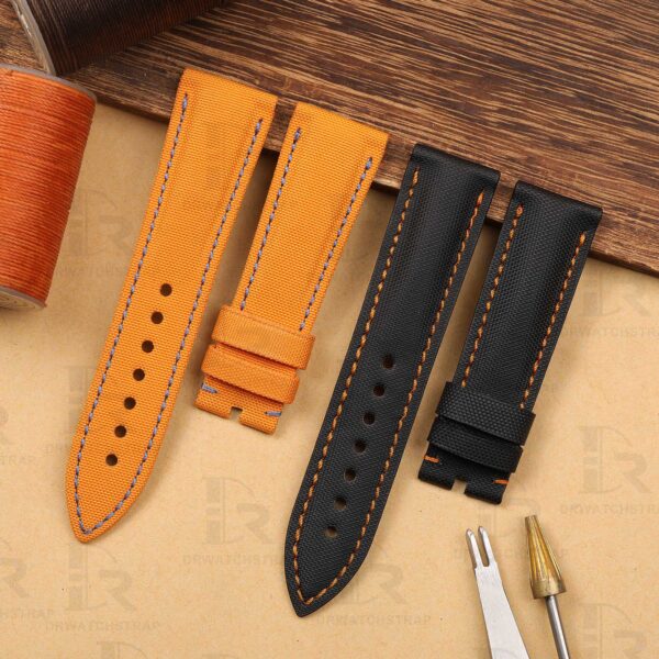 Custom Blancpain Fifty Fathoms Orange black canvas replacement sailcloth nylon watch strap 20mm 23mm (1)