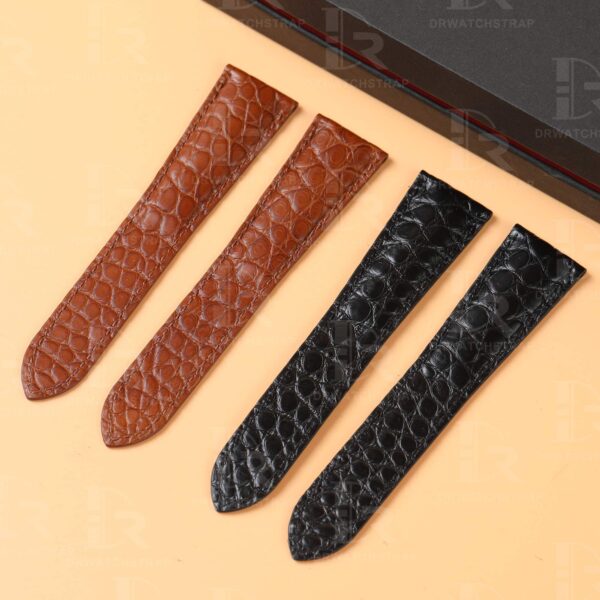 Custom alligator crocodile Cartier Tank & Ronde Solo black brown watch leather strap and watch band replacement 16mm 18mm 20mm 23mm