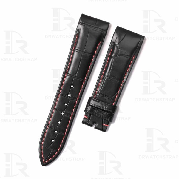 Custom handmade Grade A alligator black leather Red stitch Franck Muller Conquistador strap and watch band replacement for Franck Muller Conquistador Grand Prix 8900 9900 SC DT GPG luxury watches