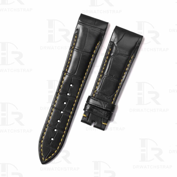 Custom handmade Grade A alligator black leather Yellow stitch Franck Muller Conquistador strap and watch band replacement for Franck Muller Conquistador Grand Prix 8900 9900 SC DT GPG luxury watches