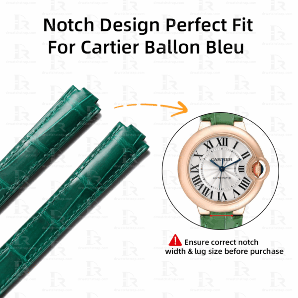 Custom Replacement Green Alligator leather watch band for Cartier ballon bleu 33mm 36mm 42mm Low Price