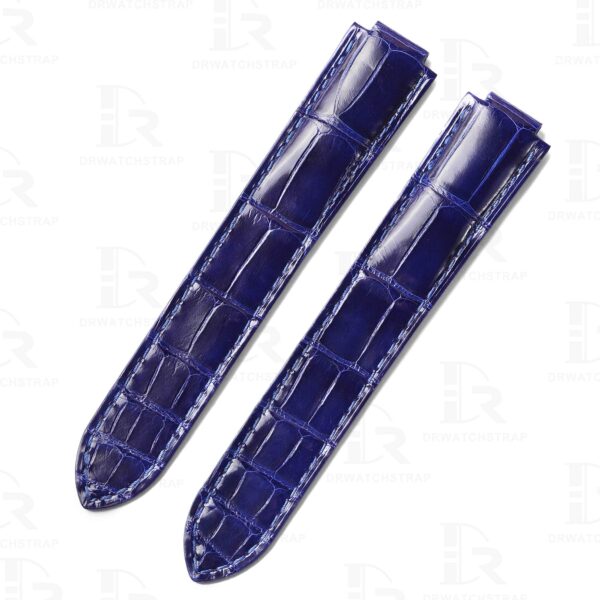 Genuine dark blue alligator leather watch strap replacement