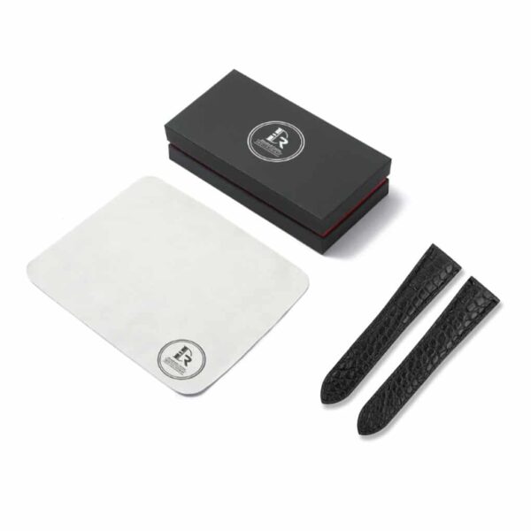 handmade black leather small-scale strap double-folded for Cartier Tank & Ronde Solo