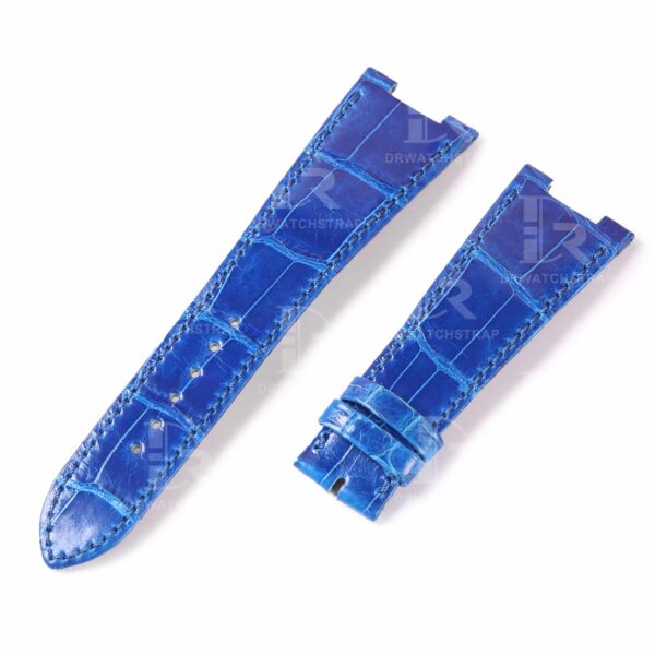 Custom handmade alligator leather blue watch strap for Patek Philippe Nautilus bands