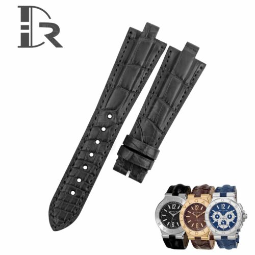Genuine best quality Belly-scale black alligator crocodile custom Bvlgari leather watch strap & watch band replacement for Bvlgari Diagono Aluminium AL38A L3276 mens and women's luxury watch - OEM aftermarket high-end straps and watchbands online at a low price from dr watchstrap