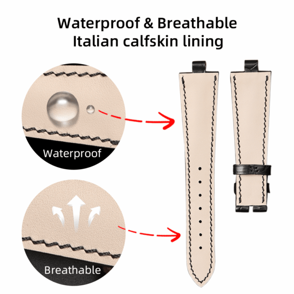 Bvlgari Diagono alligator watch band replacement calfskin lining waterproof