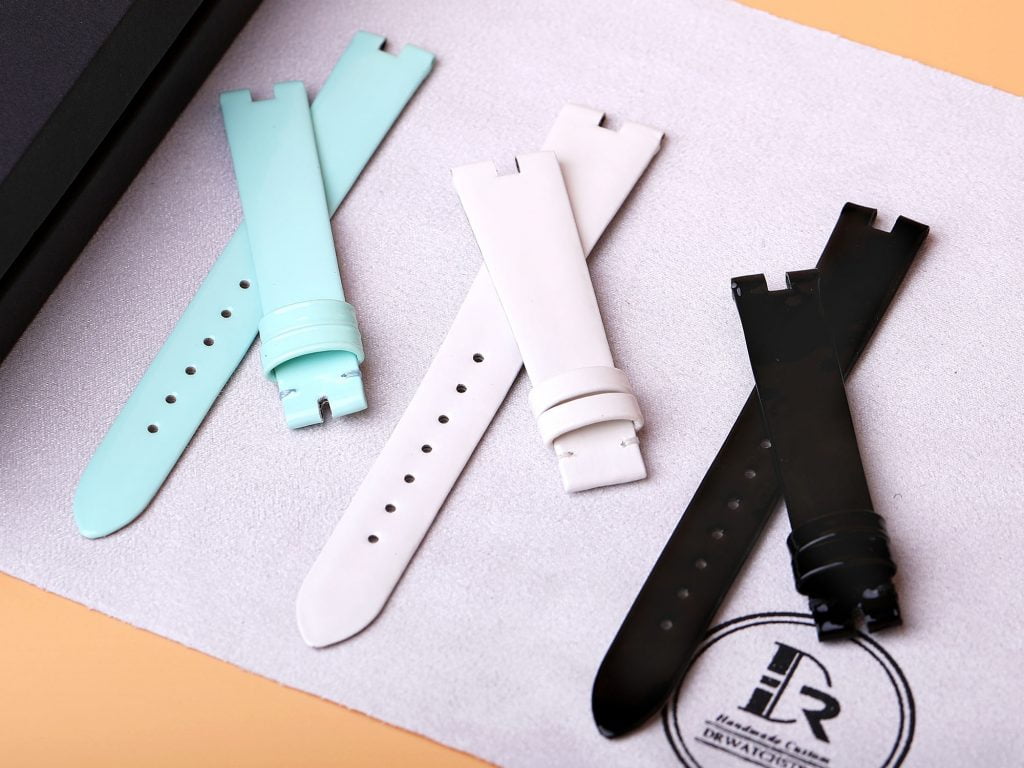 Custom handcrafted strap for Bvlgari B.zero1 black patent leather watch band