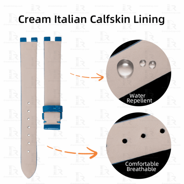 Custom patent leather watch band Cream Italian Calfskin Lining for bvlgari b zero one