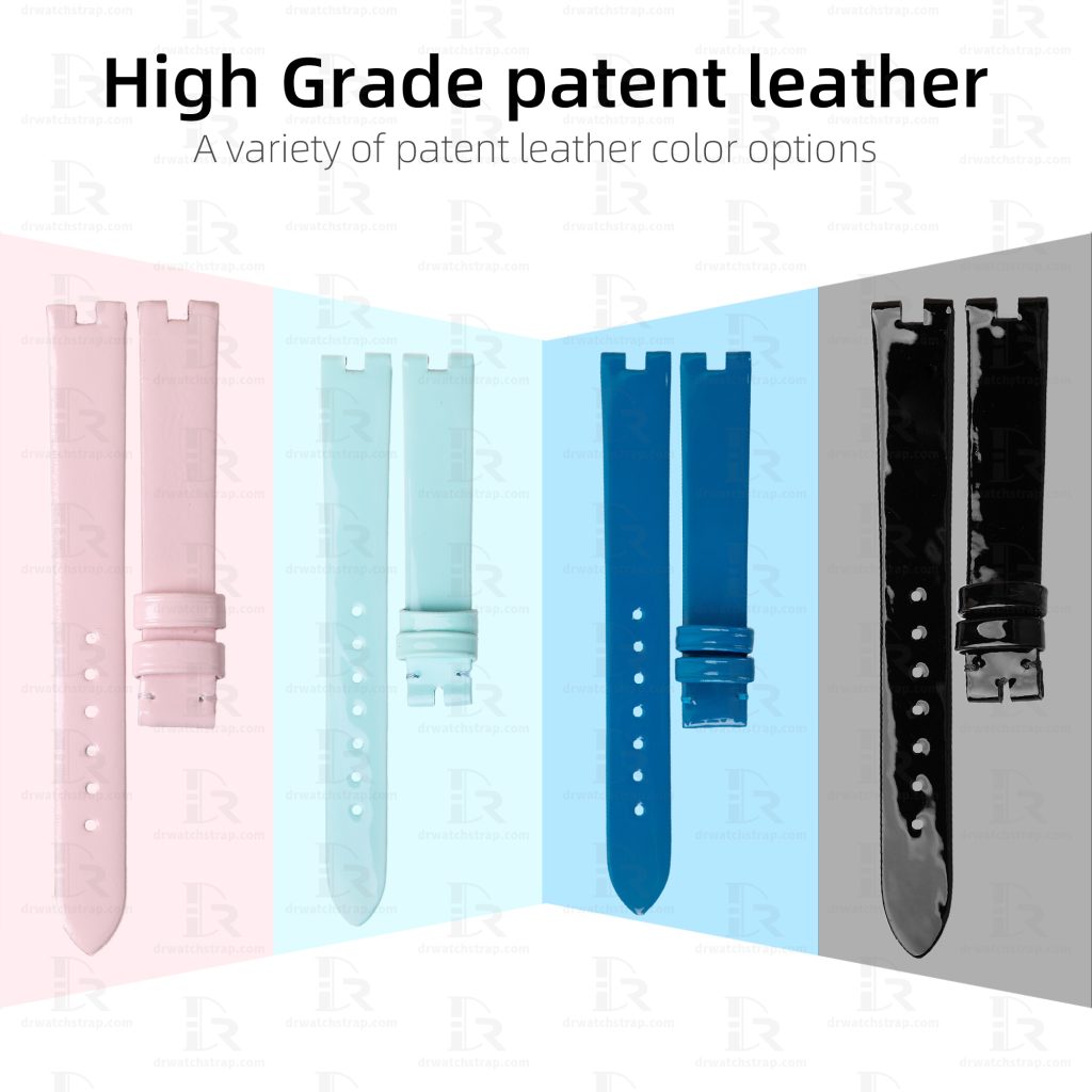 Custom Black blue ice blue pink High Grade patent leather watch strap replacement for bvlgari b zero1 