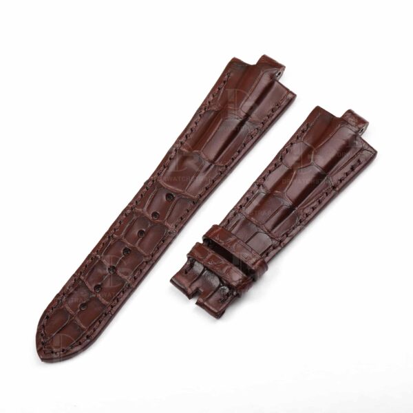 Replacement alligator dark brown leather watch strap for Bvlgari Diagono bands