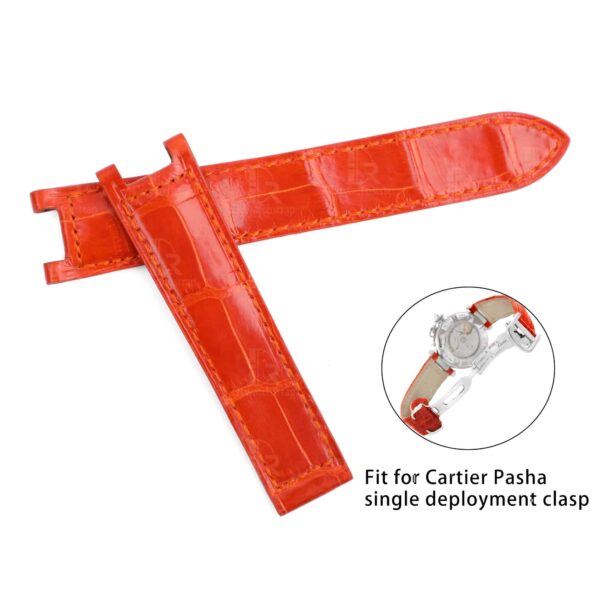 18mm 20mm Genuine best quality American Alligator Orange leather watch strap and watch band replacement for Cartier De Pasha watches from DR Watchstrap - Shop the 100% handmade crocodile leather straps and watchbands online at a low price
