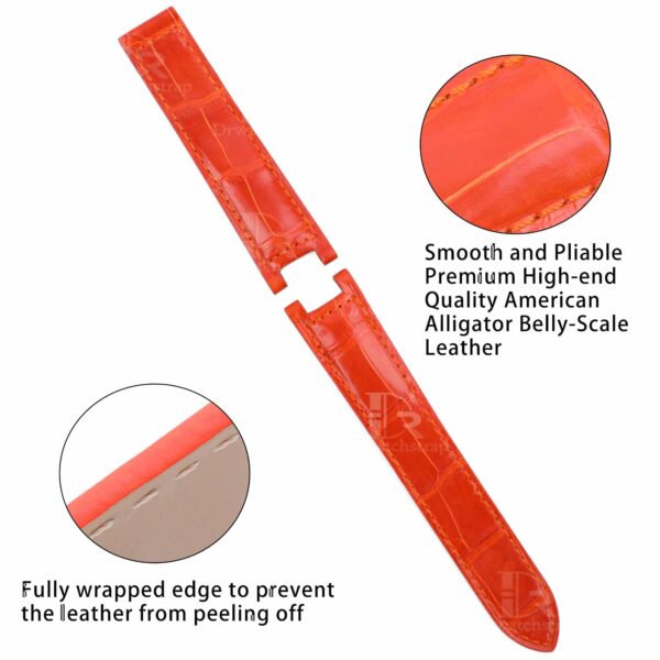 18mm 20mm Genuine best quality American Alligator Orange leather watch strap and watch band replacement for Cartier De Pasha watches from DR Watchstrap - Shop the 100% handmade crocodile leather straps and watch bands online at a low price