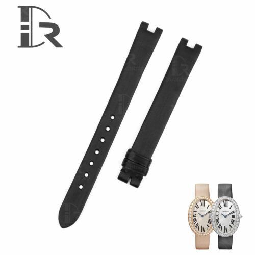 Best quality black Satin Cartier Baignoire watch strap replacement watch band for for Cartier la Baignoire Allongée, Vintage, Bathtub, Benoit Baignoir Mini, Large, XL watches low price - Handmade OEM Cartier straps for sale