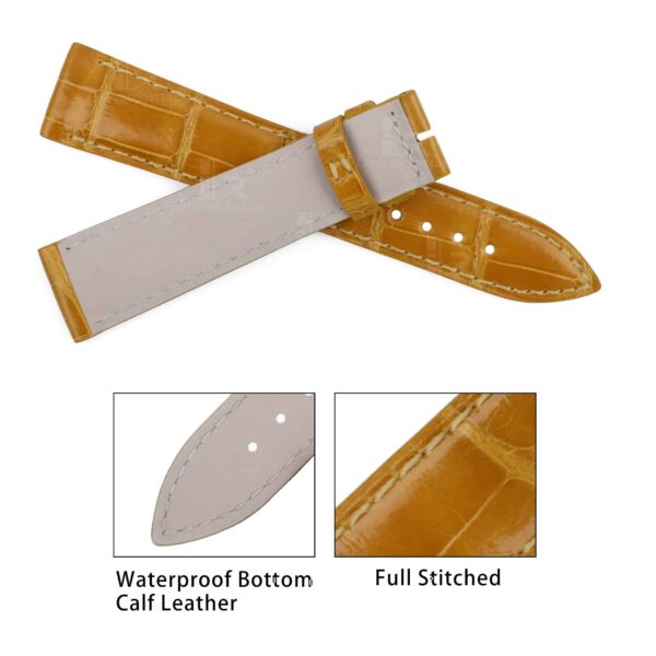 18*16mm Jaeger Lecoultre Ladies Reverso strap Yellow brown Alligator watch band Low price for sale. Handmade customized leather strap for luxury watches China factory maker