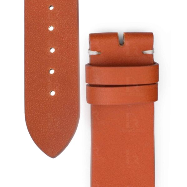 Custom best High-end qualtiy premium calfskin orange replacement leather Rolex Hermes Strap and watchband with 20mm lug size handmade for Rolex, Tudor, Patek Philippe universale watches online at a low price