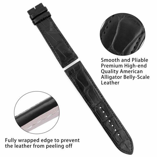 Buy replacement handmade Jaeger Lecoultre strap - Mens JLC Reverso Black Alligator watch band for sale Low price