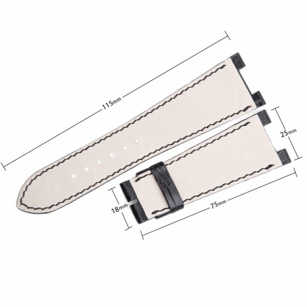 Replacement Patek Philippe Nautilus leather strap for sale - 25mm Lug Size Custom handmade American Alligator Black leather watch band