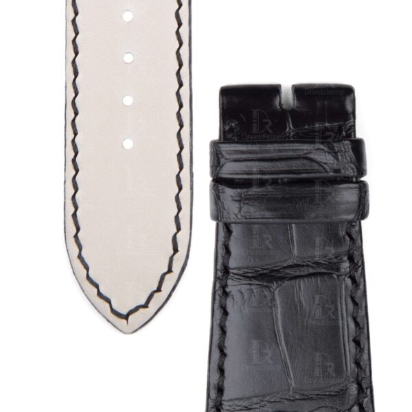 Replacement Patek Philippe Nautilus leather strap for sale - 25mm Lug Size Custom handmade American Alligator Black leather watch band