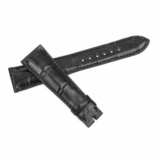 Buy replacement Patek Philippe black leather strap high-end quality American Alligator at discount price 12mm 14mm 16mm 18mm 19mm 20mm 21mm 22mm 23mm 24mm