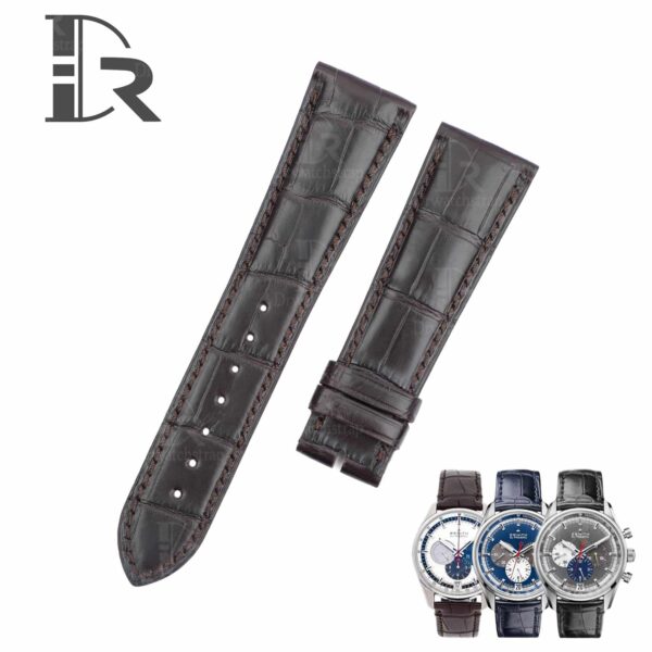 Custom replacement alligator brown leather Zenith watch straps and watch bands 19mm 20mm 21mm 22mm for Zenith El Primero Chronomaster, Elite Classic Academy